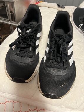adidas Black Athletic Running Shoes with White Stripes